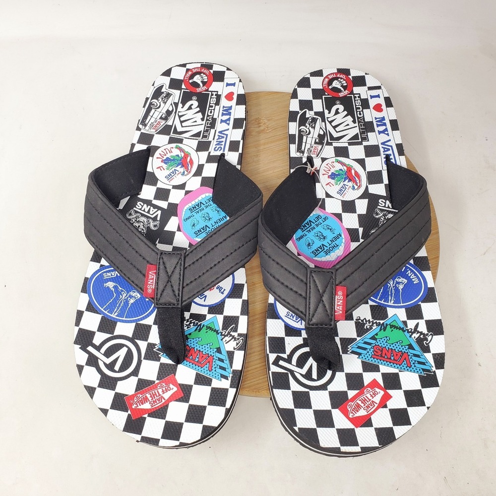 Vans Flip Flop Sandals Mens 13 T Street Print Thong Slip On Pool Beach Shoes - Picture 2 of 8